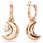 Sublima drop earrings Crystal pearl, Asymmetrical design, Moon, Multicoloured, 18K - Image 5