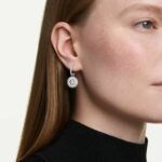 Sublima drop earrings, Round cut, White, Rhodium plated - Image 2