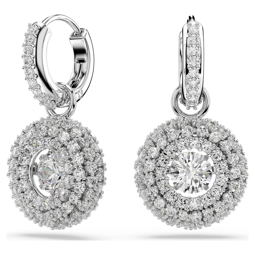 sublima-drop-earrings-round-cut-white-rhodium-plated-swarovski-5738193 Sublima drop earrings, Round cut, White, Rhodium plated - Image 1