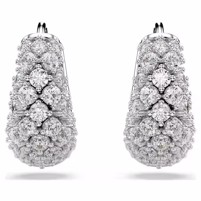 Sublima earrings White, Rhodium plated