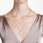 Sublima layered pendant, White, 18K rose gold finish - Image 2