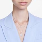 Sublima layered pendant, White, Rhodium plated - Image 2