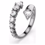 Sublima open ring Mixed cuts, White, Ruthenium plated - Image 4