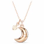 Sublima pendant Crystal pearl, Moon, Multicoloured, 18K rose gold finish - Image 5