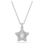 Sublima pendant, Round cut, Star, White, Rhodium plated