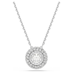 Sublima pendant, Round cut, White, Rhodium plated