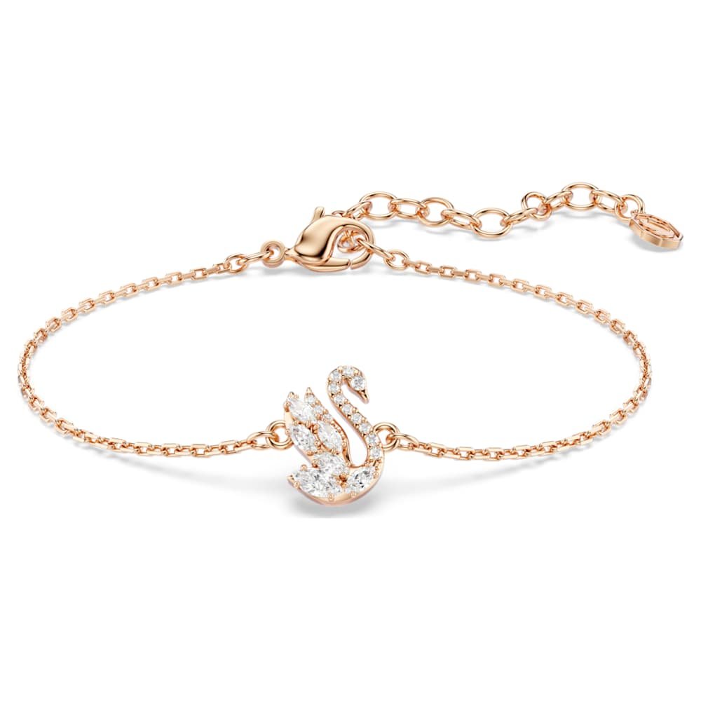 swan-bracelet-mixed-cuts-swan-white-18k-rose-gold-finish-swarovski-5738202 Swan bracelet, Mixed cuts, Swan, White, 18K rose gold finish - Image 1