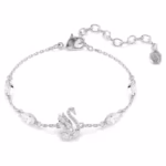 Swan bracelet Mixed cuts, Swan, White, Rhodium plated