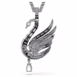 Swan pendant and brooch Swan, White, Ruthenium plated - Image 5