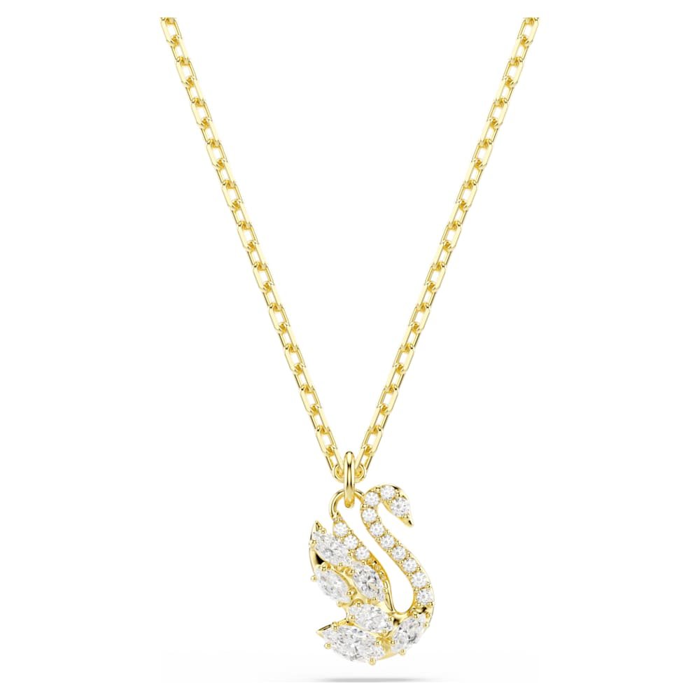 swan-pendant-mixed-cuts-swan-white-18k-gold-finish-swarovski-5754626 Swan pendant, Mixed cuts, Swan, White, 18K gold finish - Image 1