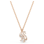 Swan pendant, Mixed cuts, Swan, White, 18K rose gold finish