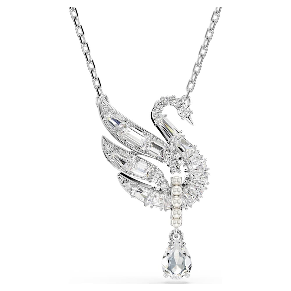 swan-pendant-swan-white-rhodium-plated-swarovski-5723387 Swan pendant, Swan, White, Rhodium plated - Image 1