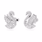 Swan stud earrings Swan, White, Rhodium plated - Image 4