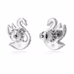 Swan stud earrings Swan, White, Rhodium plated - Image 5