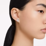 Swan stud earrings Swan, White, Rhodium plated - Image 7