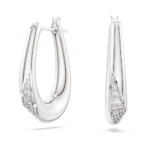 Swarovski Classica hoop earrings, Round cut, Small, White, Sterling silver