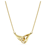 Swarovski Classica pendant, Round cut, Interlocking, White, Sterling silver, 18K gold finish
