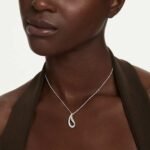 Swarovski Classica pendant, Round cut, Long, White, Sterling silver - Image 2