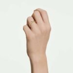 Swarovski Classica ring, Round cut, Interlocking, White, Sterling silver, 18K gold finish - Image 2