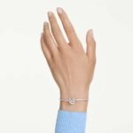 Symbolica bangle, Round cut, Pavé, Horseshoe, Blue, Rhodium plated - Image 2