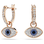 Symbolica drop earrings, Eye, Multicoloured, 18K rose gold finish