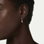 Symbolica drop earrings, Round cut, Moon, White, 18K gold finish - Image 2