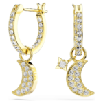 Symbolica drop earrings, Round cut, Moon, White, 18K gold finish