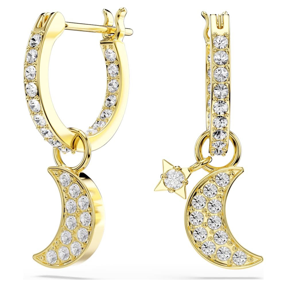 symbolica-drop-earrings-round-cut-moon-white-18k-gold-finish-swarovski-5764070 Symbolica drop earrings, Round cut, Moon, White, 18K gold finish - Image 1