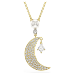 Symbolica pendant, Round cut, Moon, White, 18K gold finish
