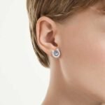 Symbolica stud earrings, Round cut, Pavé, Horseshoe, Blue, Rhodium plated - Image 2