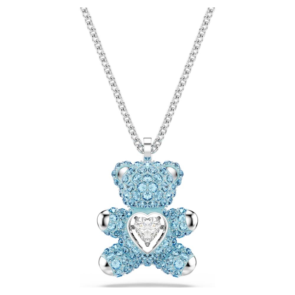 teddy-pendant-bear-blue-rhodium-plated-swarovski-5737620 Teddy pendant, Bear, Blue, Rhodium plated - Image 1