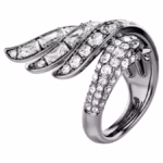 The Vienna Collection ring Swan, White, Ruthenium plated