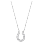 Towards necklace, Horseshoe, White, Rhodium plated