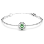 Una Angelic bangle, Mixed cuts, Green, Rhodium plated