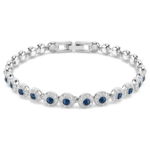 Una Angelic bracelet, Round cut, Blue, Rhodium plated