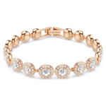 Una Angelic bracelet, Round cut, Pavé, Medium, White, 18K rose gold finish