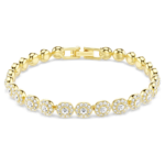 Una Angelic bracelet, Round cut, White, 18K gold finish