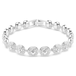 Una Angelic bracelet, Round cut, White, Rhodium plated
