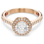 Una Angelic cocktail ring, Round cut, Pavé, White, 18K rose gold finish