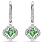 Una Angelic drop earrings, Mixed cuts, Green, Rhodium plated