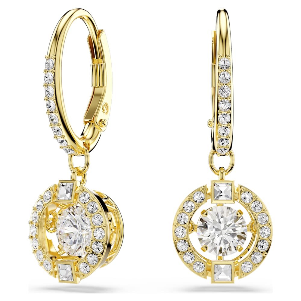 una-angelic-drop-earrings-round-cut-white-18k-gold-finish-swarovski-5758095 Una Angelic drop earrings, Round cut, White, 18K gold finish - Image 1