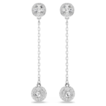 Una Angelic drop earrings, Round cut, White, Rhodium plated