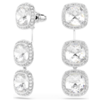 Una Angelic earrings, Cushion cut, White, Rhodium plated