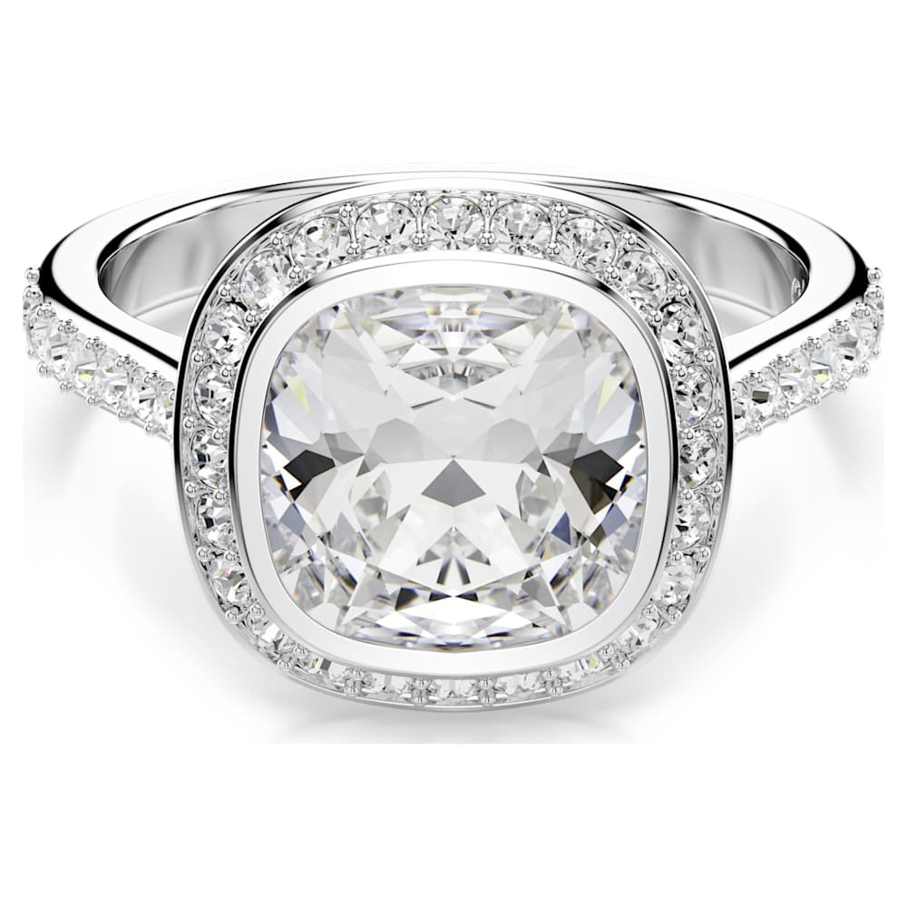 una-angelic-halo-ring-cushion-cut-white-rhodium-plated-swarovski-5758469 Una Angelic halo ring, Cushion cut, White, Rhodium plated - Image 1