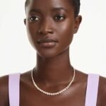 Una Angelic necklace, Round cut, Small, White, 18K gold finish - Image 2