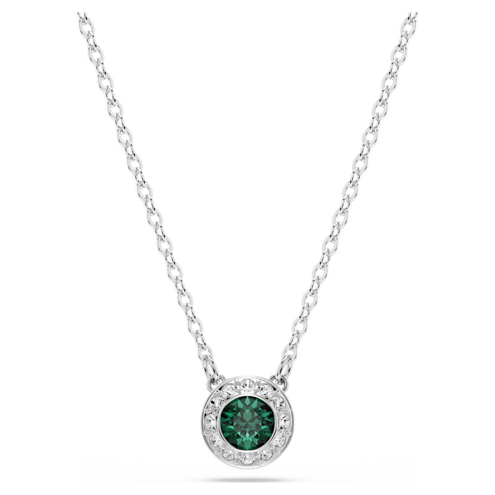 una-angelic-pendant-round-cut-green-rhodium-plated-swarovski-5754229 Una Angelic pendant, Round cut, Green, Rhodium plated - Image 1