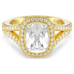 Una Angelic ring, Cushion cut, White, 18K gold finish