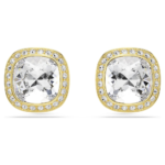 Una Angelic stud earrings, Cushion cut, White, 18K gold finish