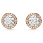 Una Angelic stud earrings, Round cut, Pavé, White, 18K rose gold finish