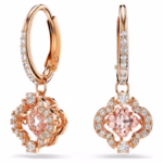 Una drop earrings Clover, Pink, 18K rose gold finish